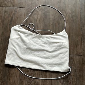 Strappy white backless tank